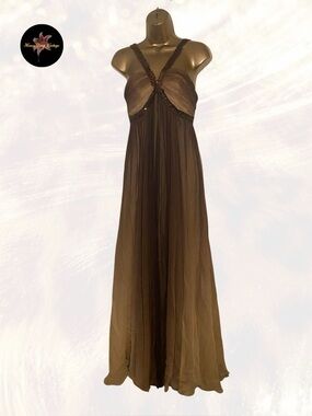 BCBGMaxAzria Brown Ombre Chiffon Empire Waist Dress